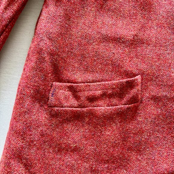 Vintage Cranberry Wool Tweed Weave Coat with Bakelite-Look Buttons Medium - Picture 5 of 16